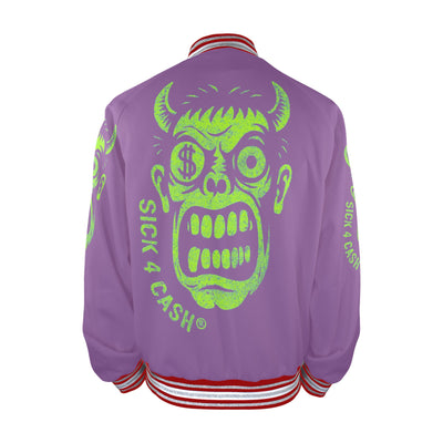 Unsex Striped Trim Bomber Jacket Halloween Collection  CASH FACE Bomber