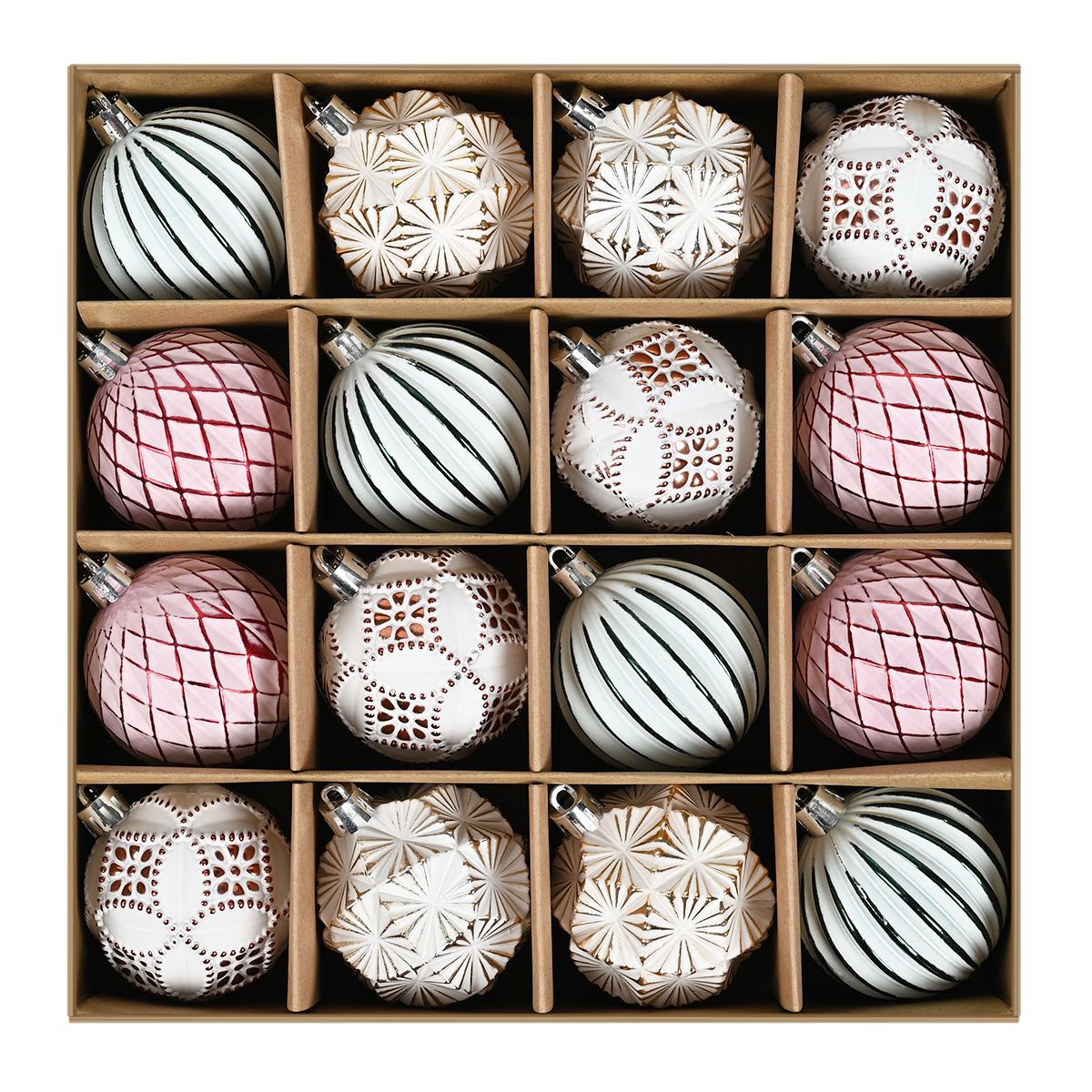 Vintage Christmas Ball Ornaments - 6cm Gift Box Set (16 Pieces)