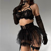 Sick 4 Cash Sexy lingerie lace see through mesh sexy fluffy skirt six piece set for women
