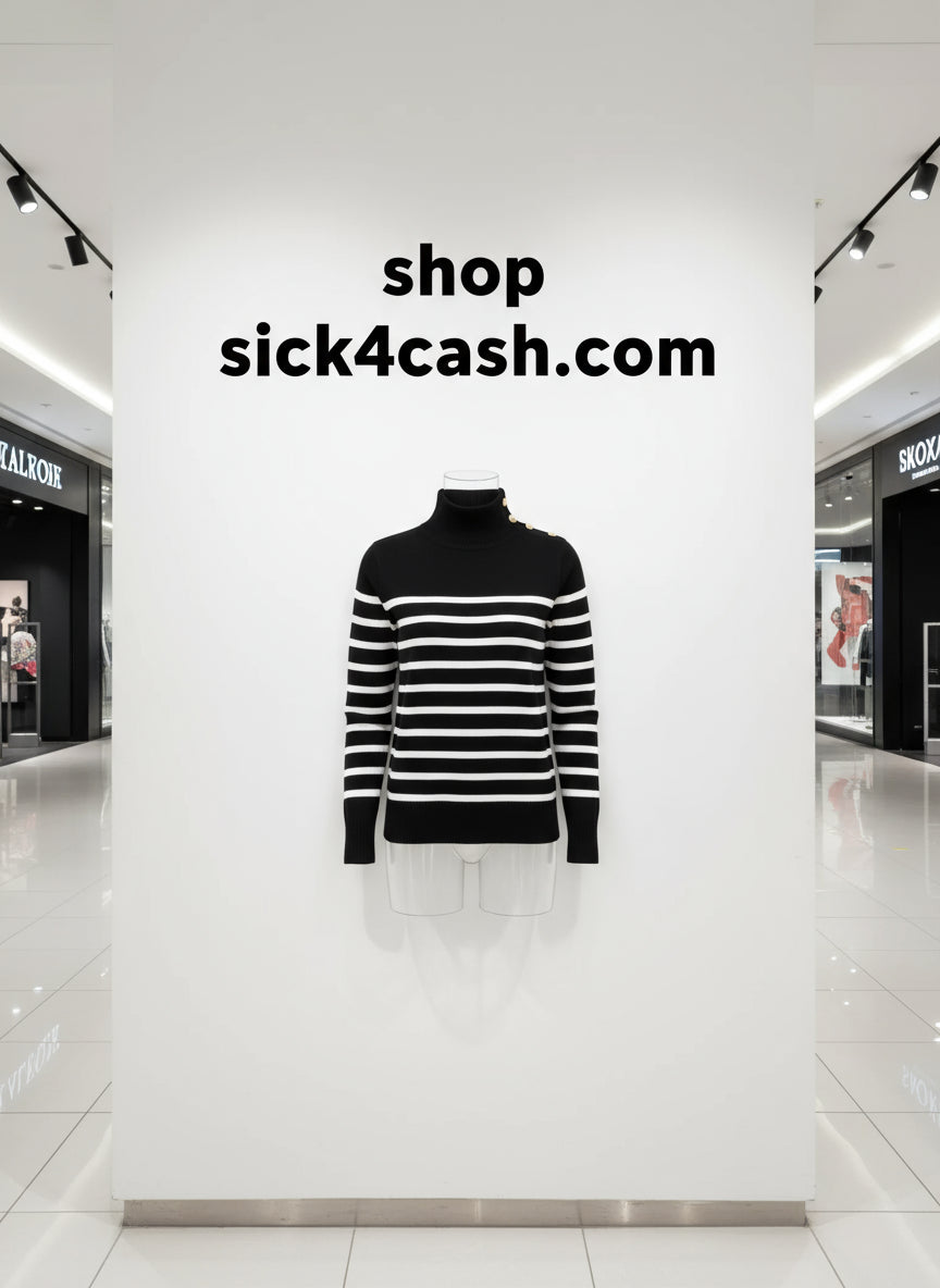 SICK4CASH®️ Turtleneck Sweater - Ribbed Long Sleeve Plus Size
