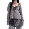Post-Apocalyptic Dark Style Sand-Flowing Bowknot Mid-Length Strapless V-Neck Tied Backless Retro Dress