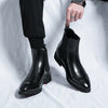 Pointed toe men's boots high top leather shoes red soles