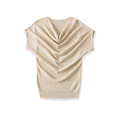 Slant shoulder top short sleeved T-shirt