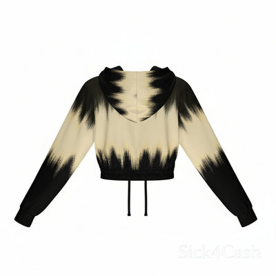 SICK4CASH — Premium Cotton Color Women's Chiffon Cropped Jacket zipper coat designed with a unique black and beige ombre pattern.