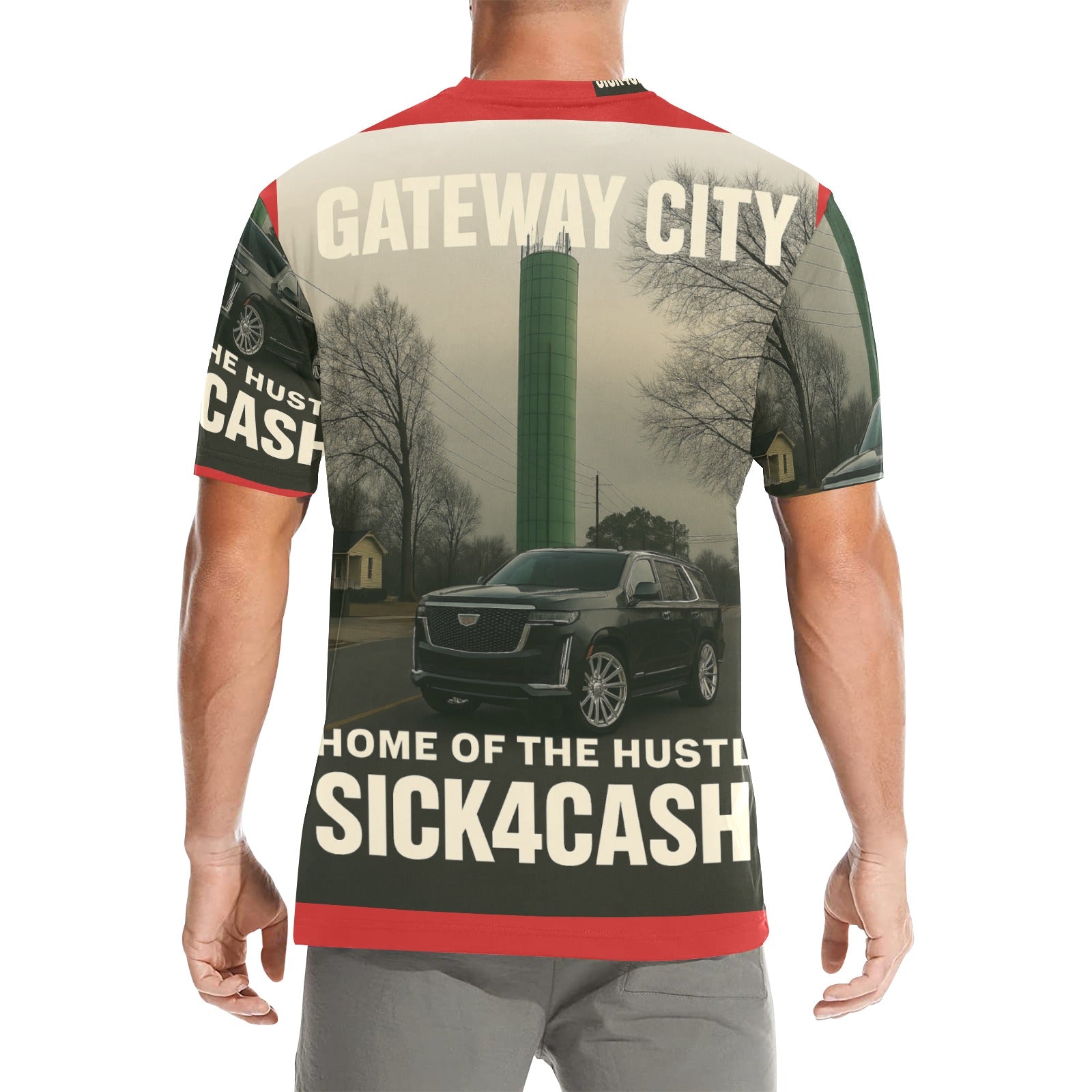 SICK4CASH® “QUE” All-Over Print Tee — Men’s Crew Neck