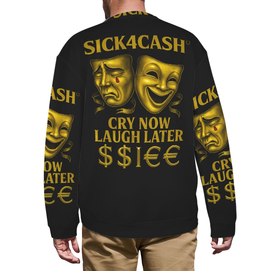 🧥 SICK4CASH® Legacy CRY NOW LAUGH LATER Sweater (Unisex | S–XL) This isn’t just a sweater—it’s a wearable archive. A tribute to the grind, the bloodline, and the payout. Upload your family photo, embed your legacy, and wear the movement.