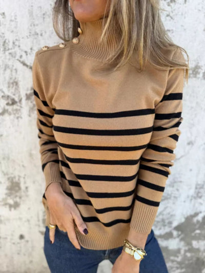 Beige and black striped sweater