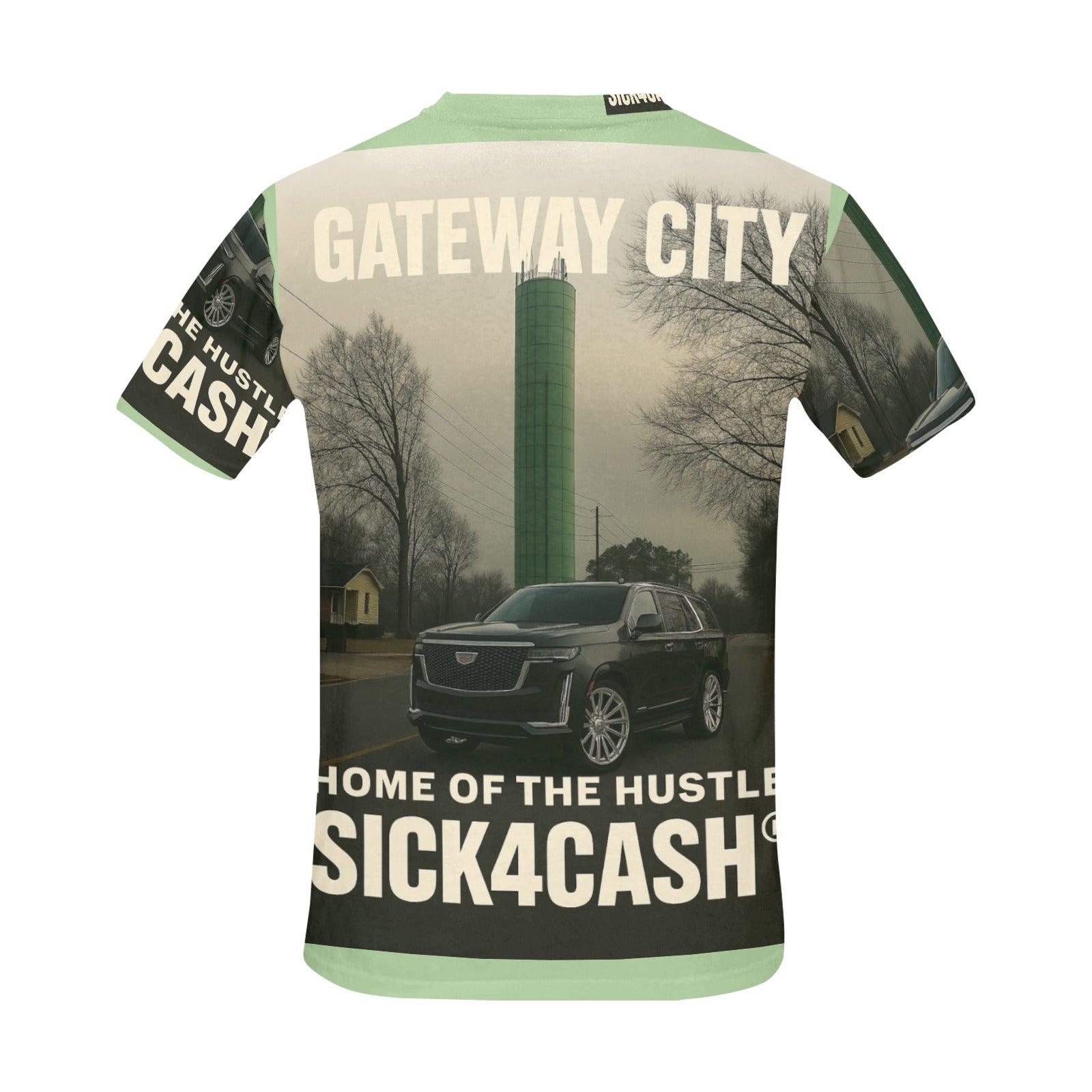 SICK4CASH® “QUE” All-Over Print Tee — Men’s Crew Neck