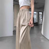 S4C Women's Pants FALL Thin High Waist Leisure Sunscreen Ice Silk Satin Wide Leg Straight Trousers