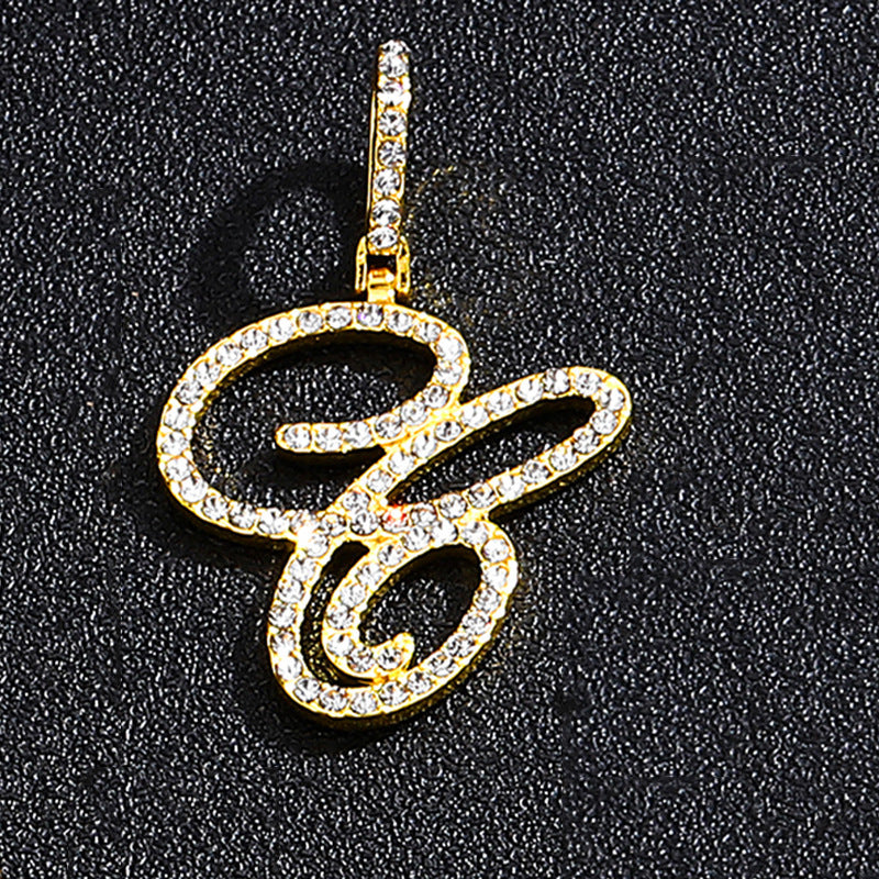 Hip Hop Grass Letter Pendant – Melon Seed Buckle Cuban Chain Accessory