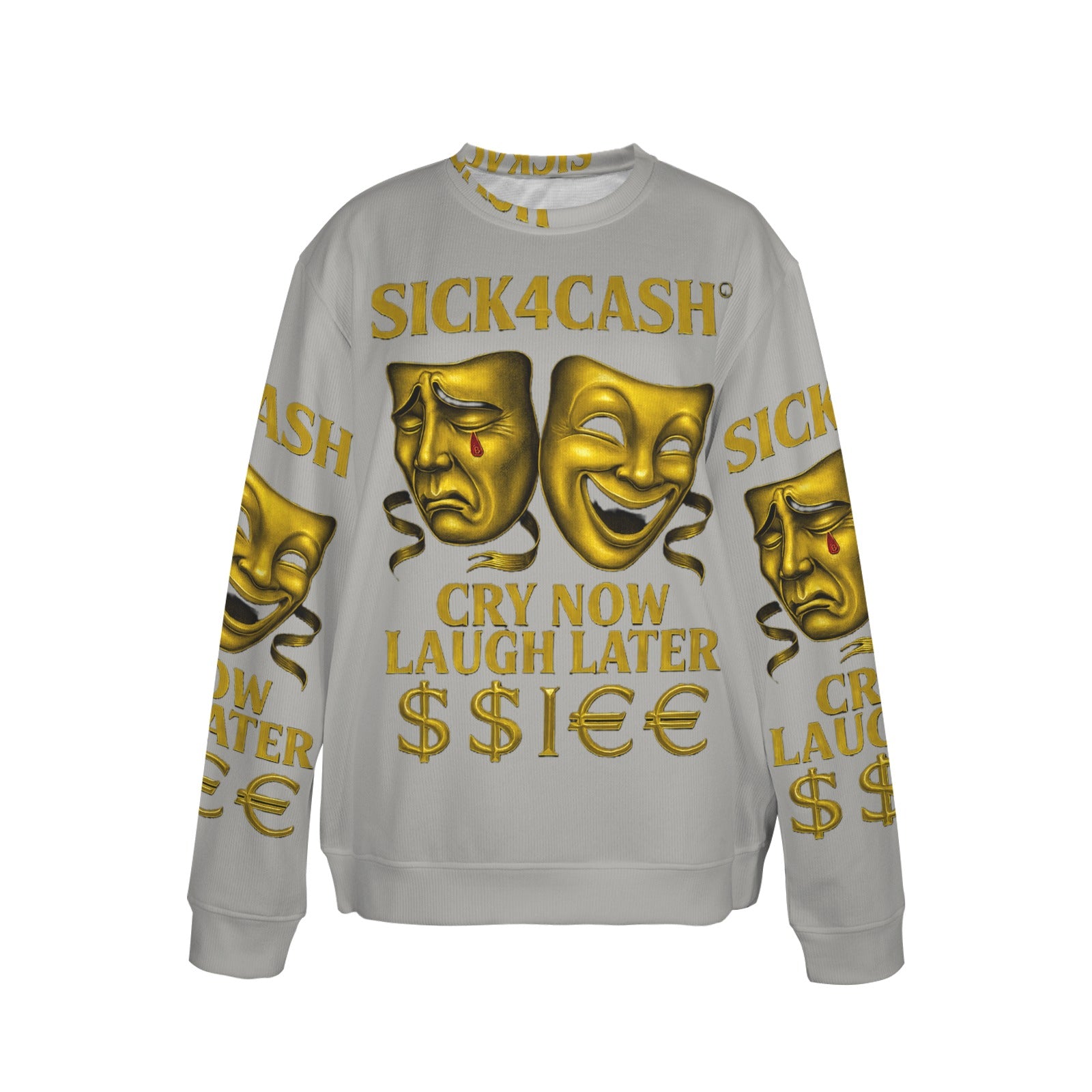 🧥 SICK4CASH® Legacy CRY NOW LAUGH LATER Sweater (Unisex | S–XL) This isn’t just a sweater—it’s a wearable archive. A tribute to the grind, the bloodline, and the payout. Upload your family photo, embed your legacy, and wear the movement.