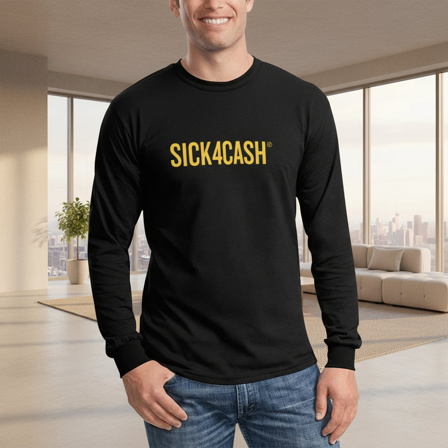 SICK4CASH long sleeve tee in black - front view