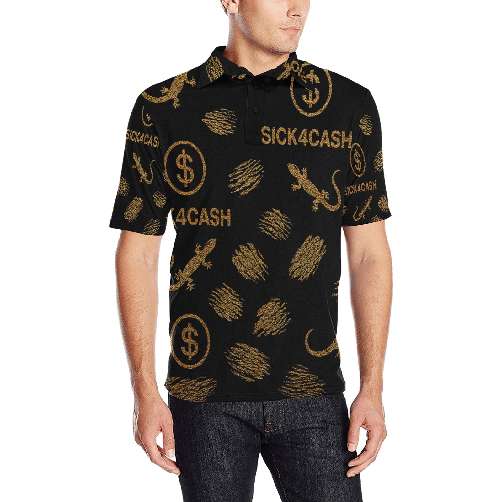 Men's All Over Print Polo Shirt (T55)