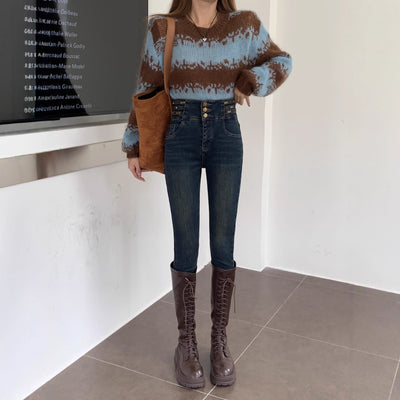 High-Waisted Denim Pants Women's Arrival High-Grade Slimming Hip-Lifting Four-Way Stretch Skinny Ankle-Length Pants
