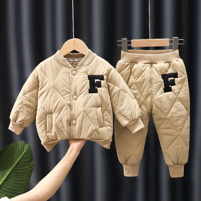 S4C Winter Boys Clothing Sets Alphabet Fashion Warm Coat And Pants 2Pcs Boys Suits Birthday Gifts New Kids Clothes