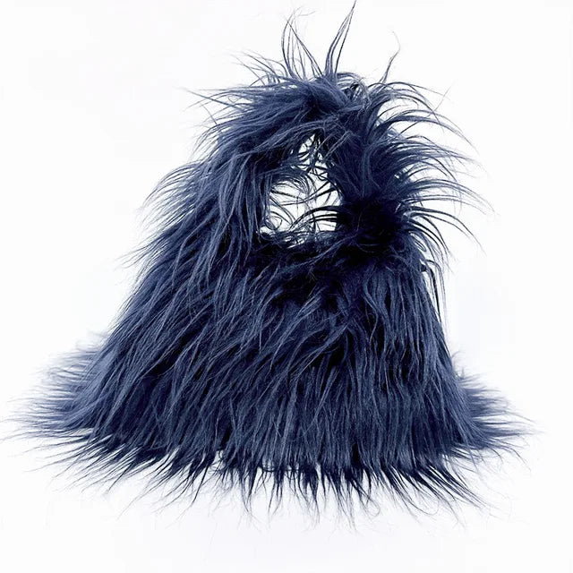 Twisted Faux Fur Shoulder Bag – Y2K Plush Chaos, Korean Streetcore Winter Tote Description:  Unleash the twisted twin of cozy. This faux fur shoulder bag isn’t soft—it’s savage. Born from the shadow grid of SICK4CASH®, this Y2K-