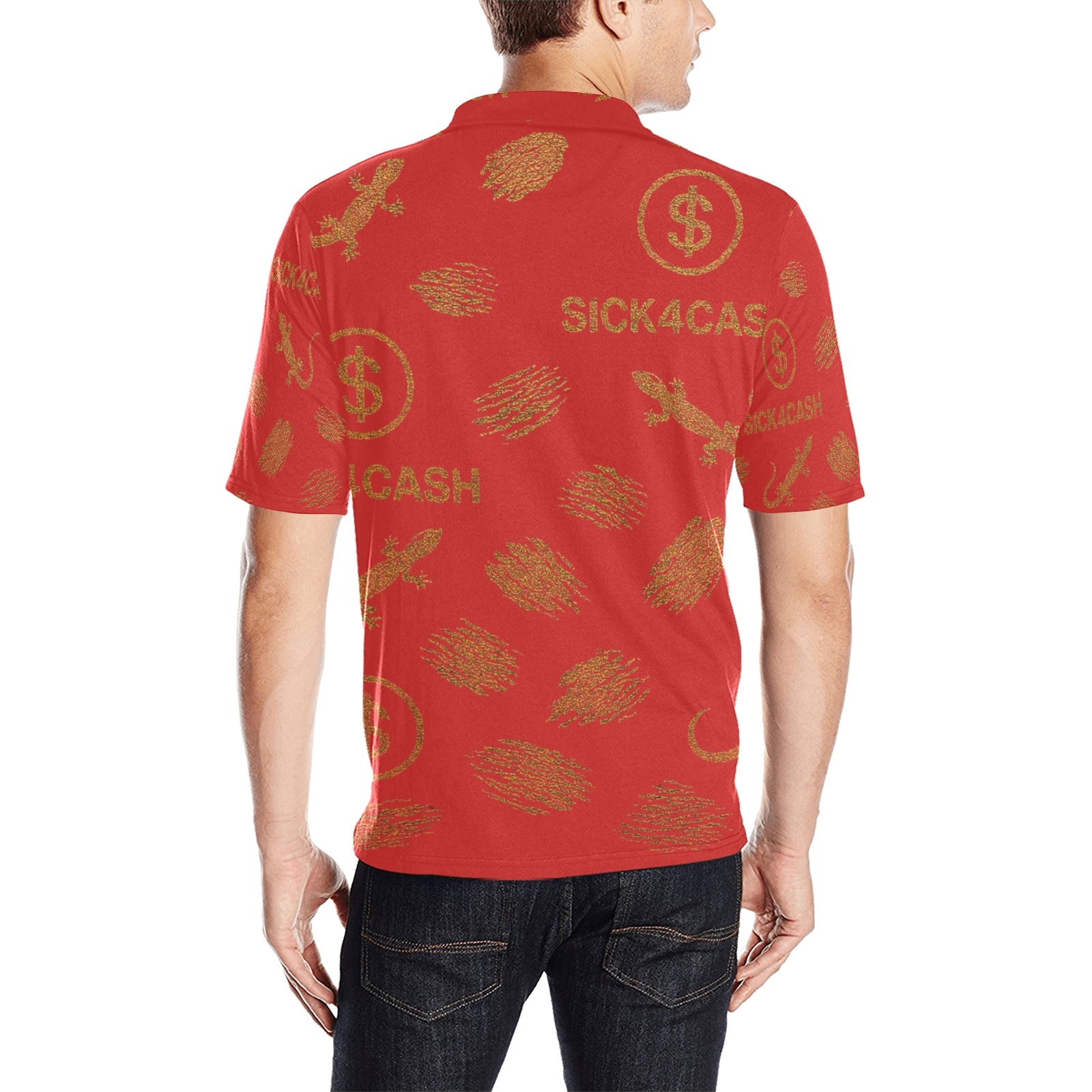 Men's All Over Print Polo Shirt (T55)
