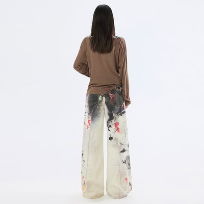 Women's Denim Pants Design Punk  Floor-Length Trousers for Men and Women