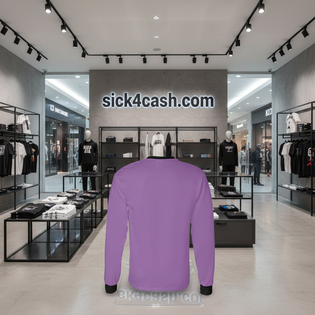 SICK4CASH long sleeve tee - size chart with black