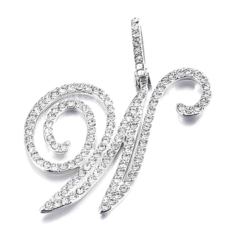 Hip Hop Grass Letter Pendant – Melon Seed Buckle Cuban Chain Accessory