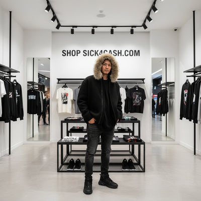 Black bomber jacket with fur around the hood