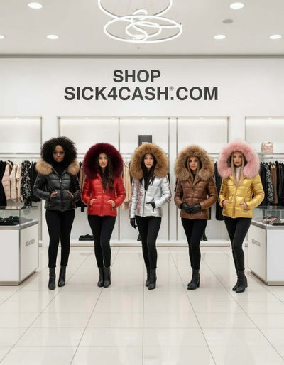 European and American cotton jacket displayed on models in various colors with fur collars, showcasing casual and formal styles.