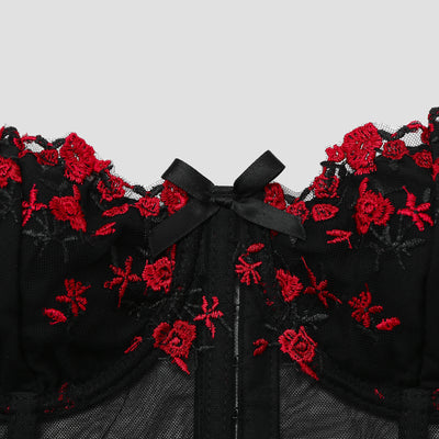 Perspective embroidery floral butterfly bow fishbone breasted vest