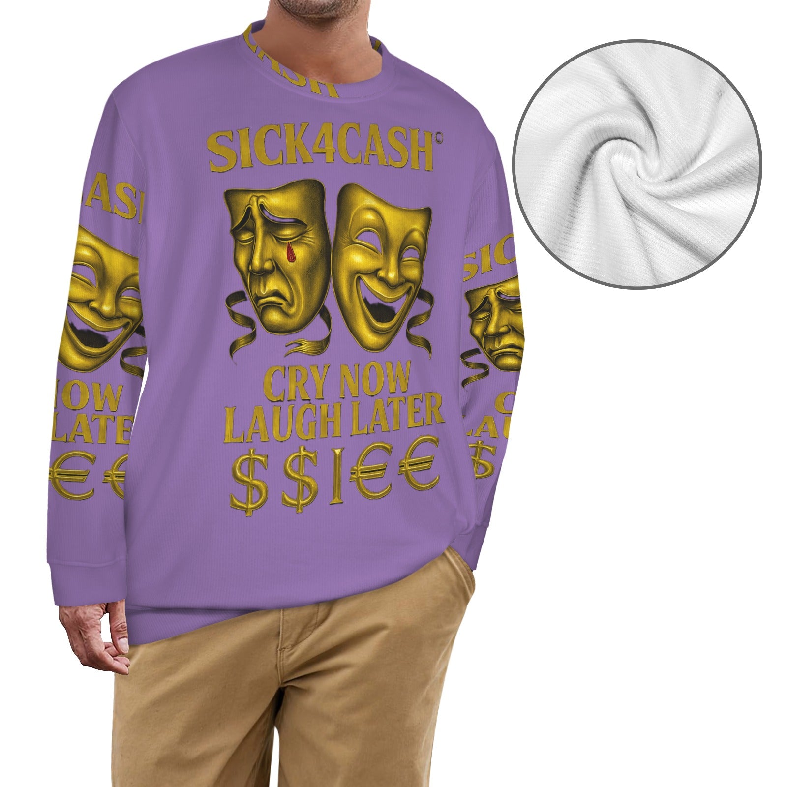 🧥 SICK4CASH® Legacy CRY NOW LAUGH LATER Sweater (Unisex | S–XL) This isn’t just a sweater—it’s a wearable archive. A tribute to the grind, the bloodline, and the payout. Upload your family photo, embed your legacy, and wear the movement.