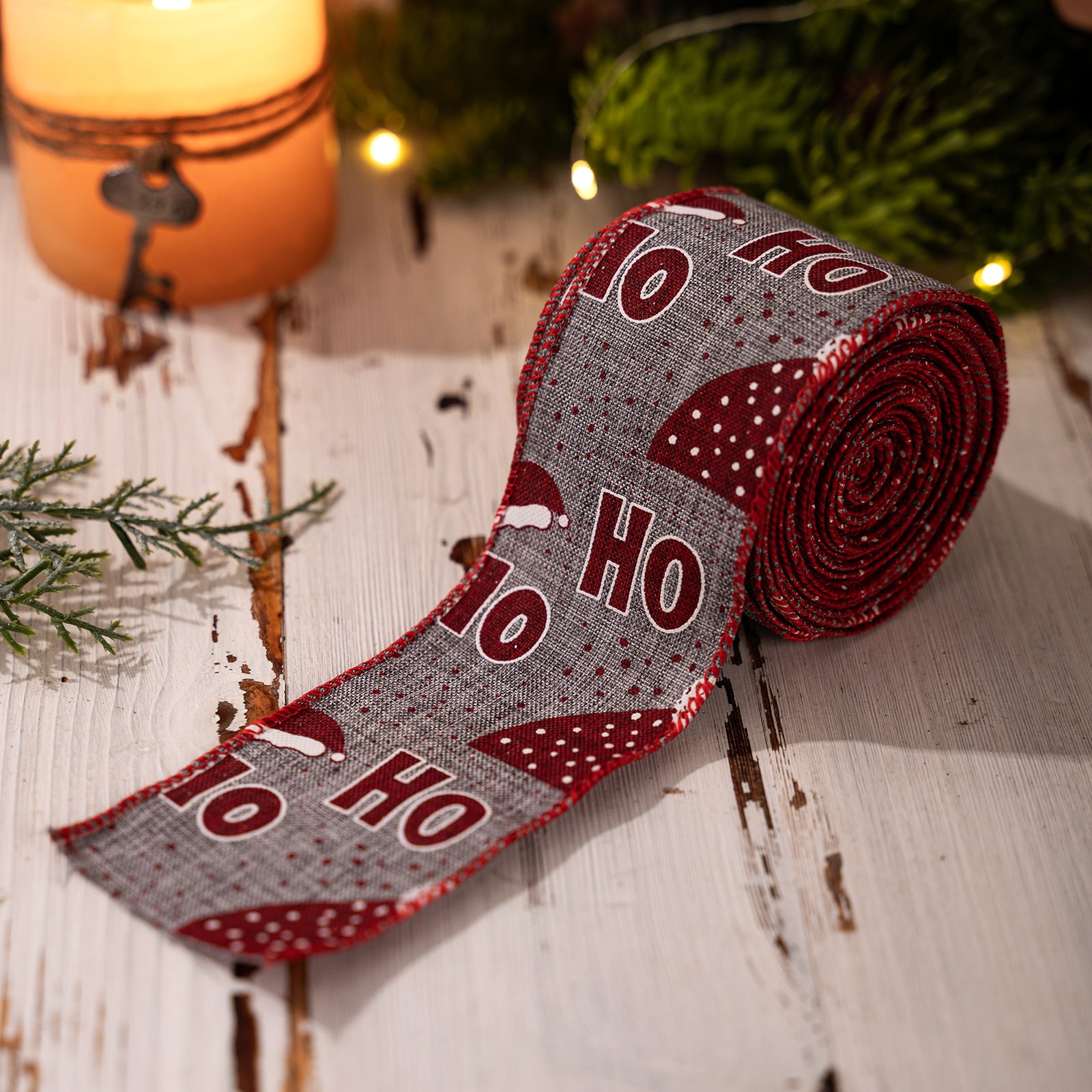 Christmas Ribbon with HOHO Print – Holiday Wrapping & Craft Decor