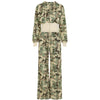 Street Camouflage Print Spliced Hooded Drawstring Short Sweatshirt and Straight Leg Sweatpants Two-Piece Set