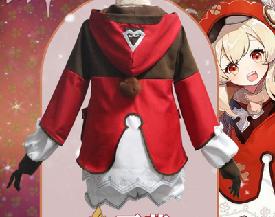 Game Genshin Impact Klee Cosplay Costume Wigs Shoes Loli Outfit Uniform Women adult kids child girl Halloween Carnival backpack