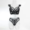 Lace Trim Bra Cup Hollow Out European and American Style Lingerie Two-Piece Set