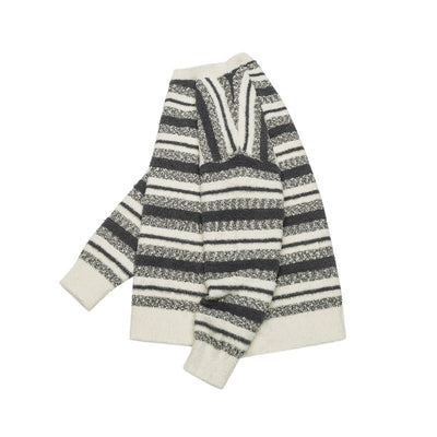 College Style Striped Mohair Loose Casual Unisex Sweater