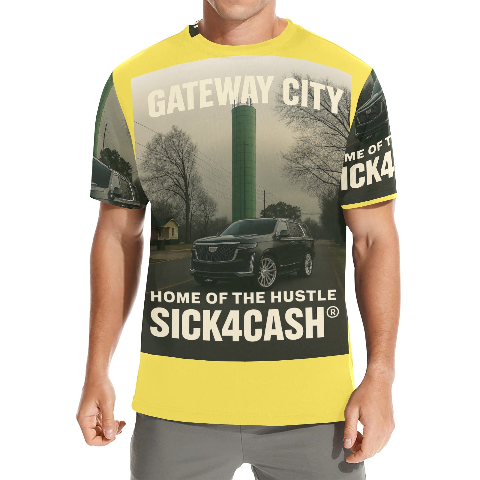 SICK4CASH® “QUE” All-Over Print Tee — Men’s Crew Neck