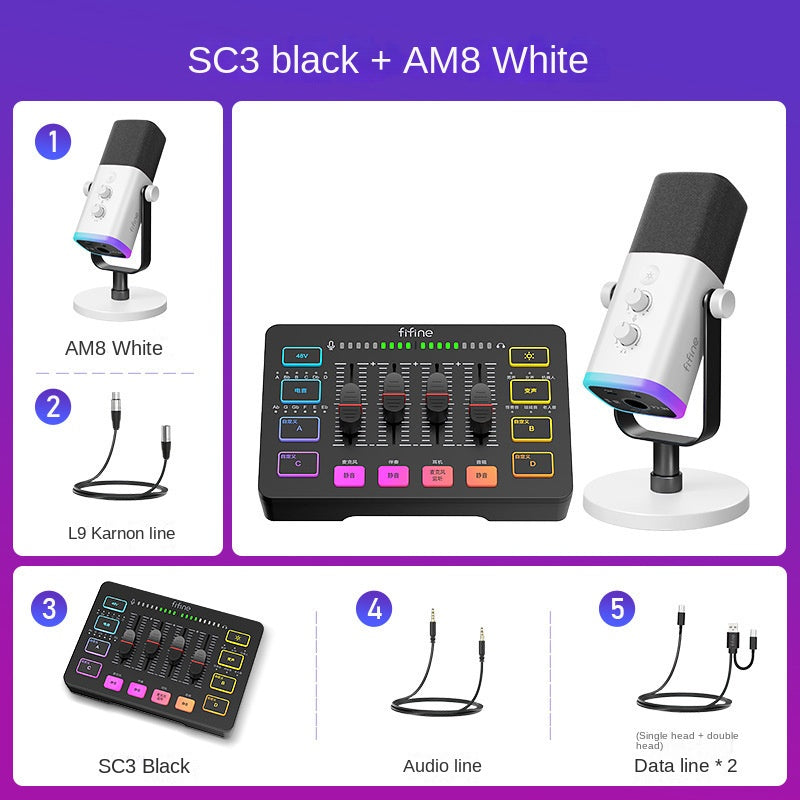 Fifine SC3 Streaming Kit – USB Sound Card + Microphone Full Set for Gaming, Karaoke & Desktop Recording