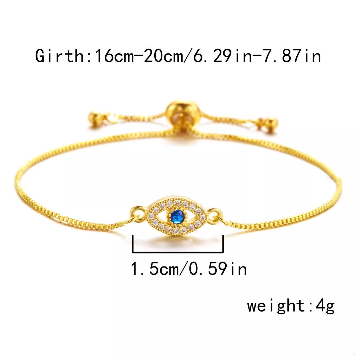 Adjustable Bracelet 18K Gold-Plated Evil Eye Adjustable Bracelet