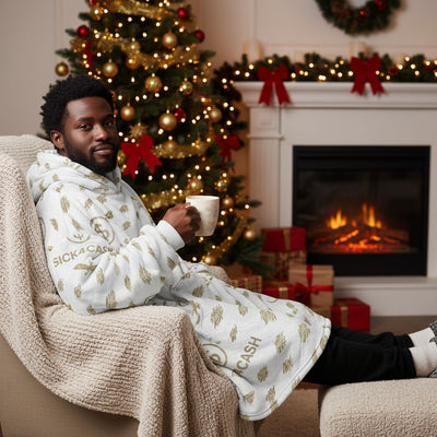 Hood  all-over print design with black or white cuffs