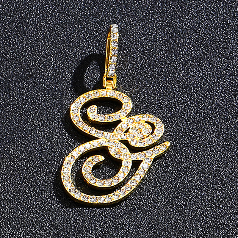 Hip Hop Grass Letter Pendant – Melon Seed Buckle Cuban Chain Accessory