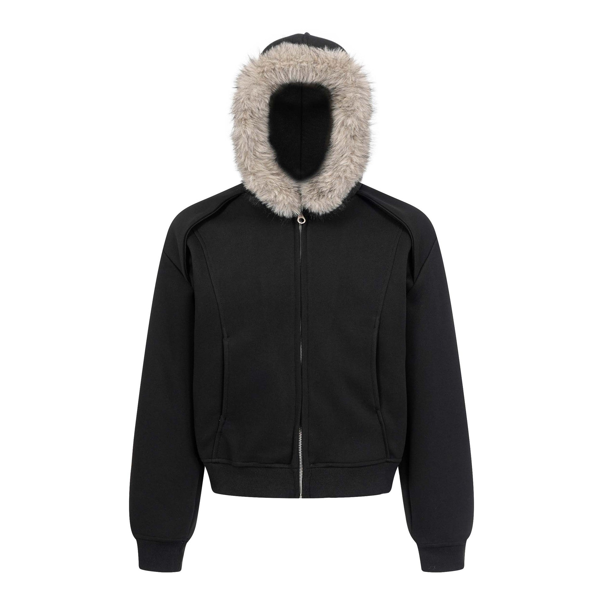 Trendy Loose Urban Streetwear Patchwork Minimalist Zip-Up Hooded