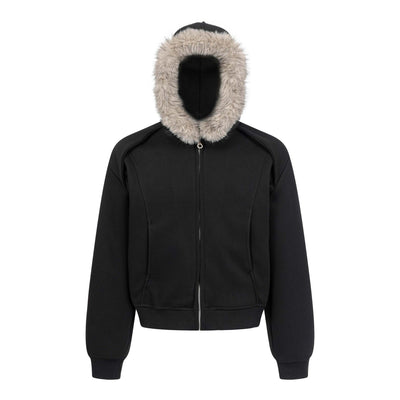 Trendy Loose Urban Streetwear Patchwork Minimalist Zip-Up Hooded