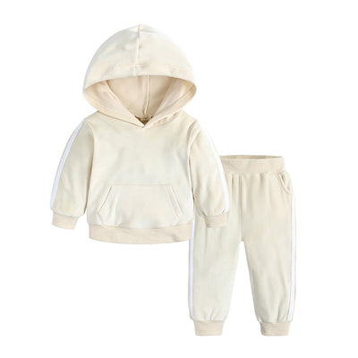 S4CChildren's Clothing Boys And Girls Suits Sports And Leisure Gold Velvet Two-Piece Children's Clothes