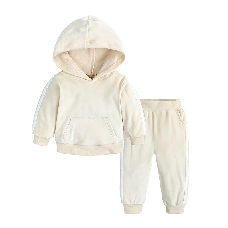 S4CChildren's Clothing Boys And Girls Suits Sports And Leisure Gold Velvet Two-Piece Children's Clothes