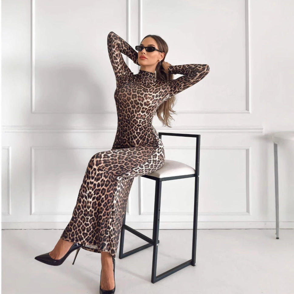 Autumn Leopard Print Long Dress