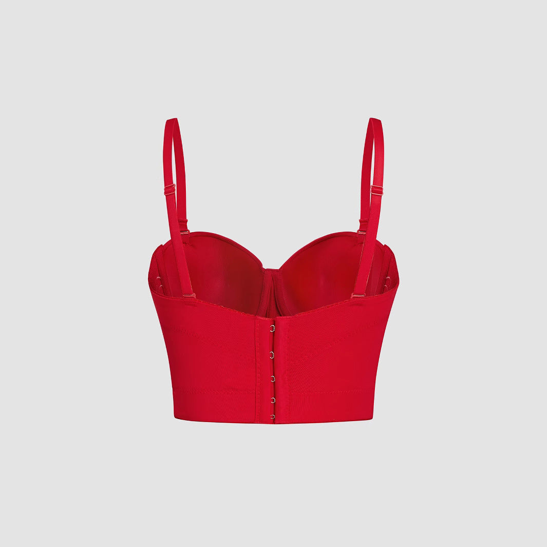 Red Sequin Bone-Strapped Camisole