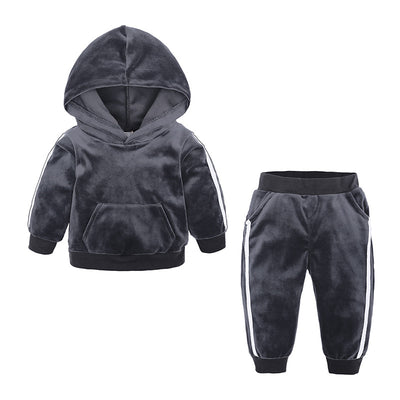 S4CChildren's Clothing Boys And Girls Suits Sports And Leisure Gold Velvet Two-Piece Children's Clothes