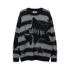 Striped Star Mohair Crew Neck Sweater Men's Loose Casual Couple Knit Top