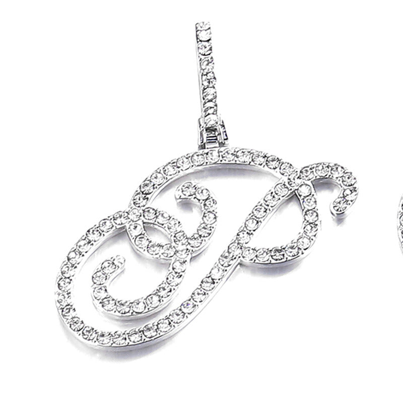 Hip Hop Grass Letter Pendant – Melon Seed Buckle Cuban Chain Accessory