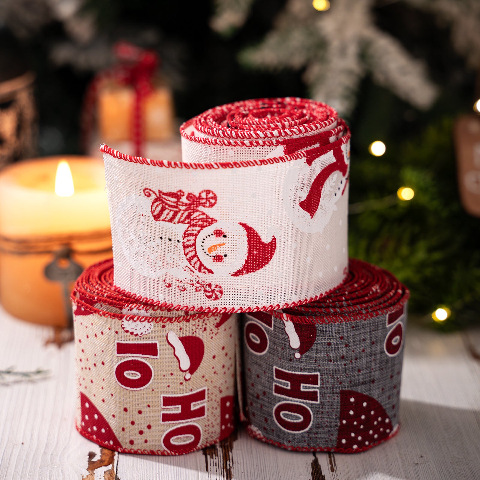 Christmas Ribbon with HOHO Print – Holiday Wrapping & Craft Decor