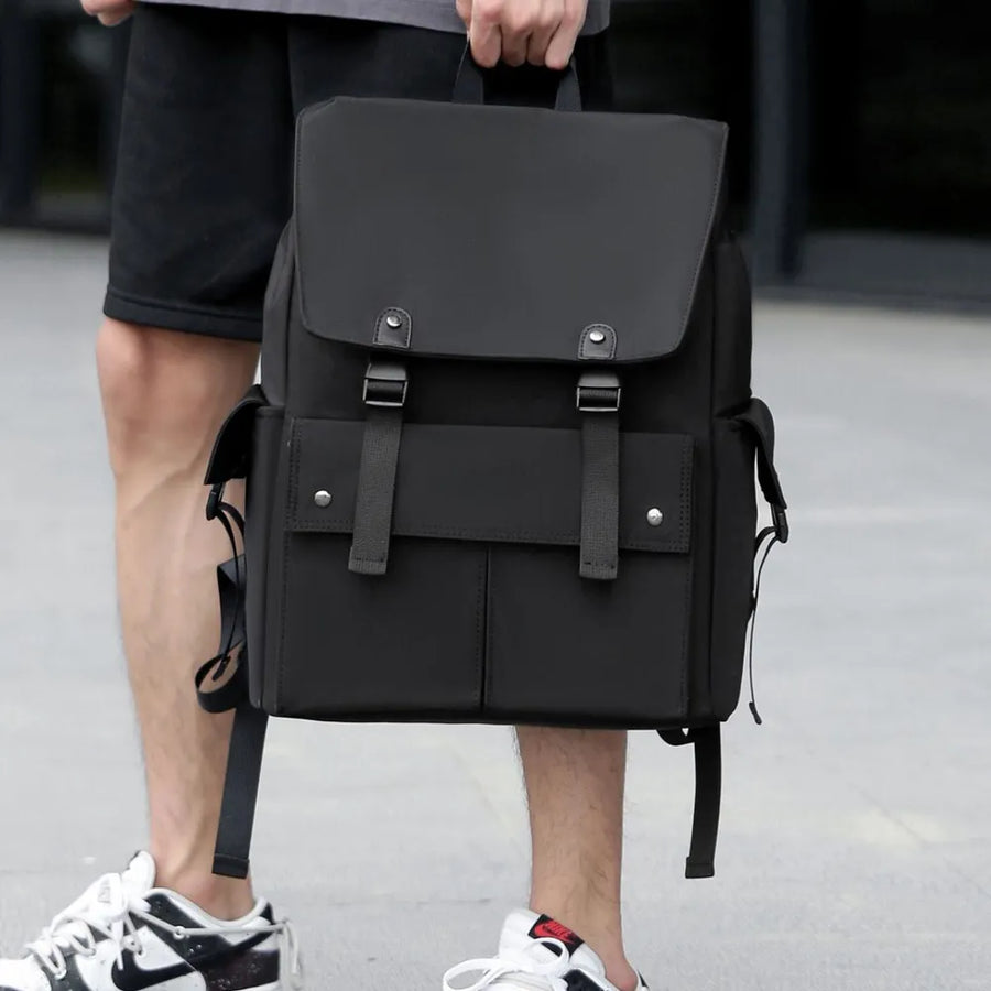 PU Leather Multi-Pockets Adjustable Strap Backpack