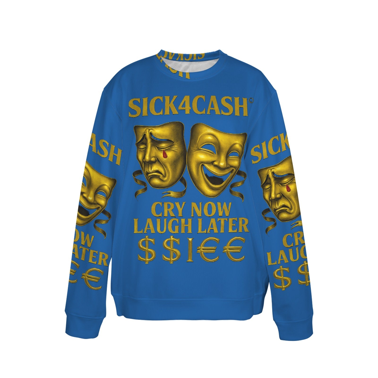 🧥 SICK4CASH® Legacy CRY NOW LAUGH LATER Sweater (Unisex | S–XL) This isn’t just a sweater—it’s a wearable archive. A tribute to the grind, the bloodline, and the payout. Upload your family photo, embed your legacy, and wear the movement.